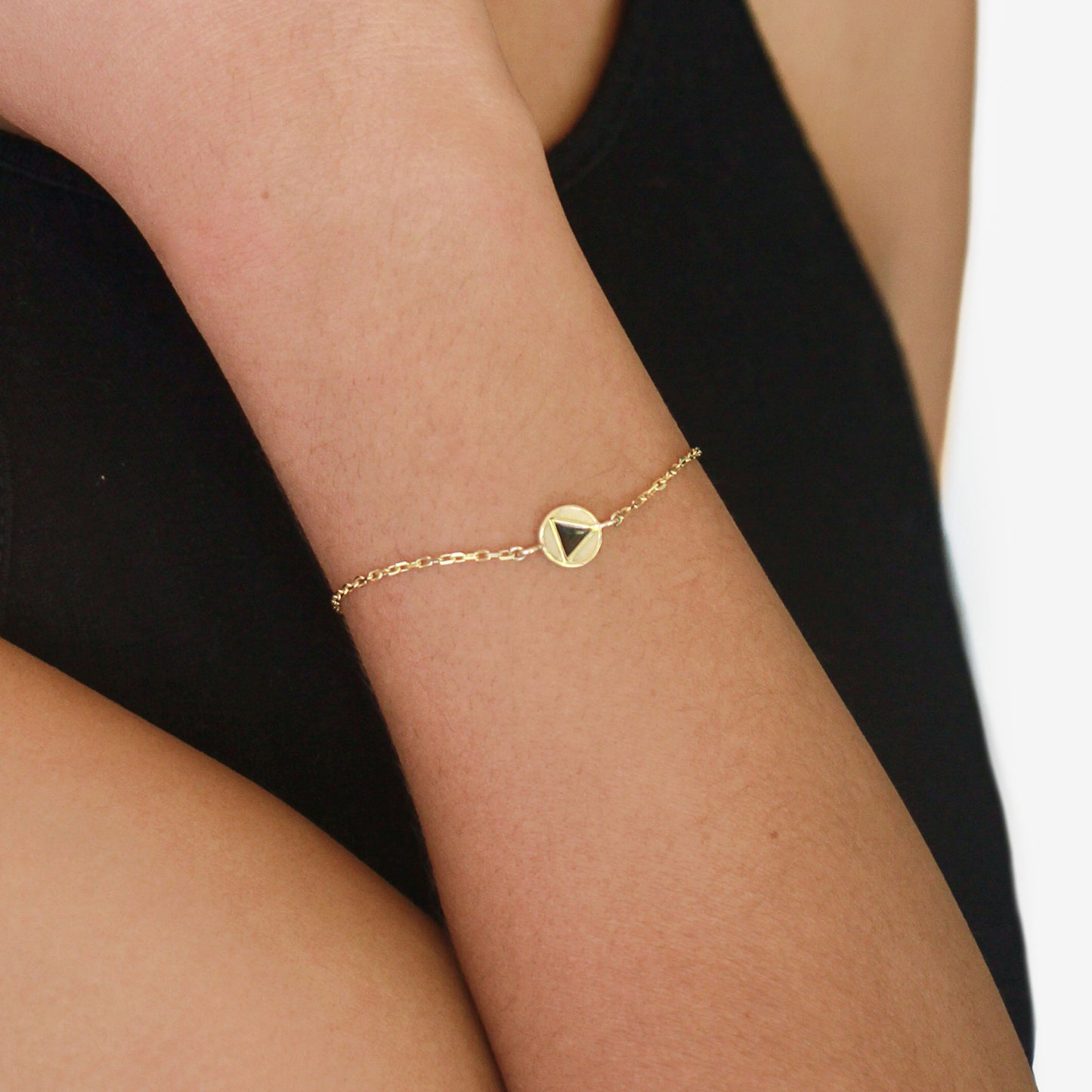 African Sky Bracelet featuring a Black Enamel Polygon