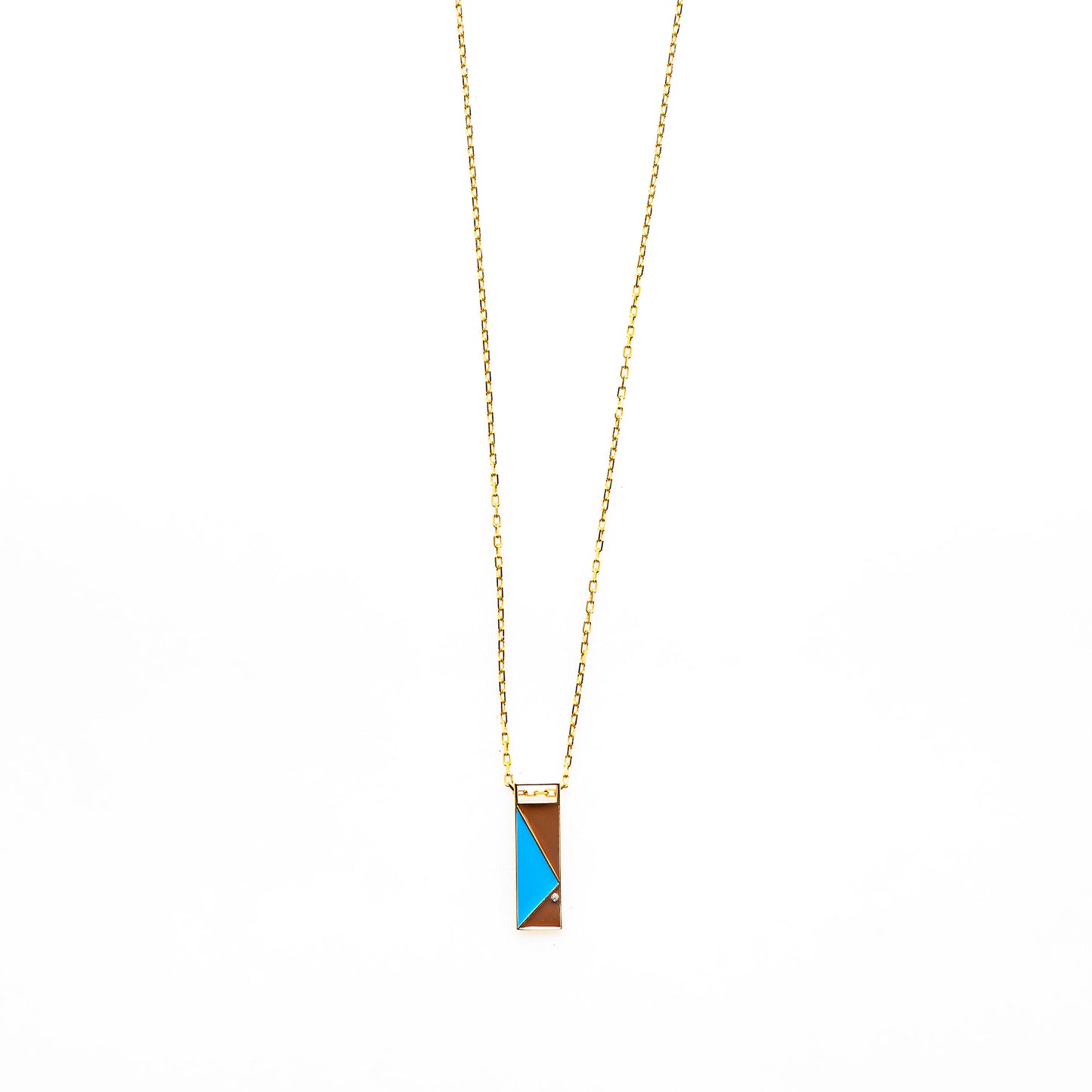 African Sky Bronze Blue Oblong Diamond Pendant 17mm