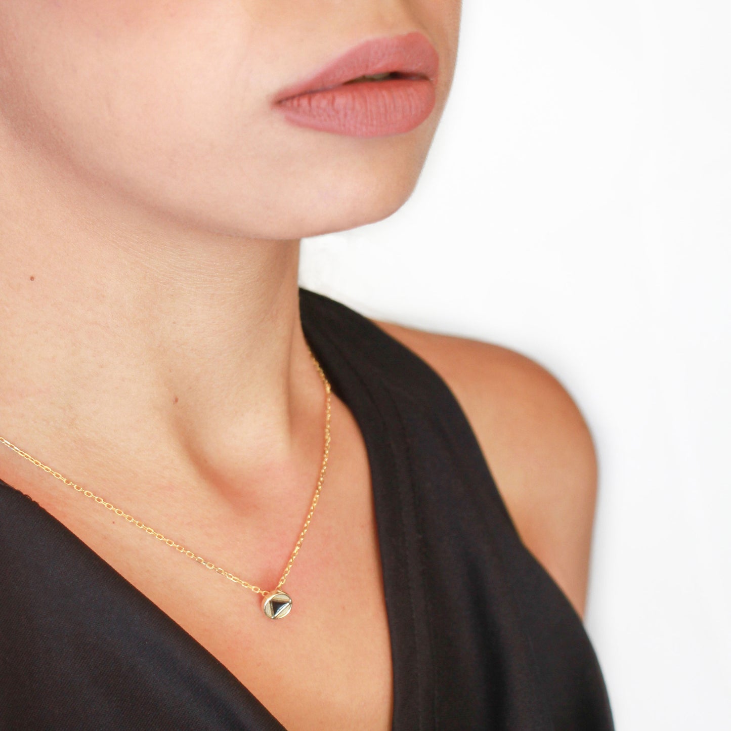 African Sky Pendant featuring a black enamel polygon - 8mm