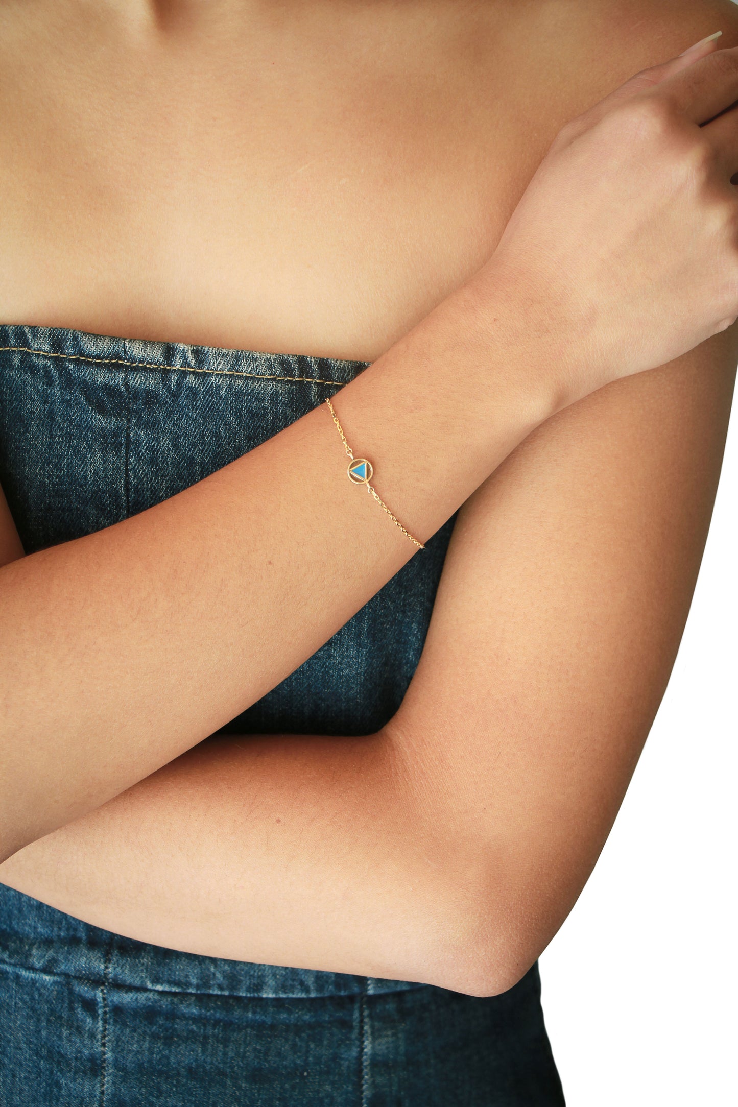 Armband „African Sky“ mit einem Polygon aus bronzefarbenem Emaille und blauem Emaille