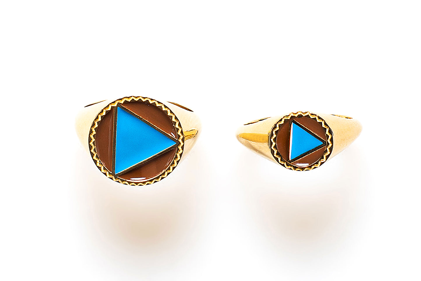 African Sky Blue Enamel Polygon Ring