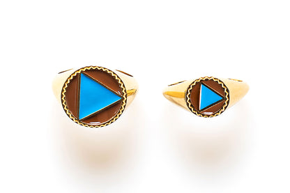 African Sky Blue Enamel Polygon Ring