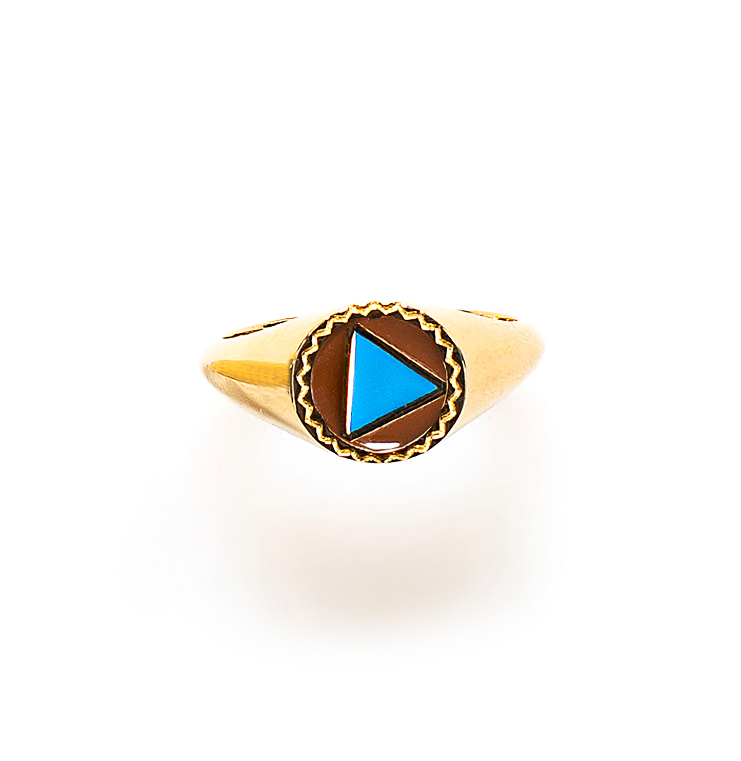 African Sky Blue Enamel Polygon Ring