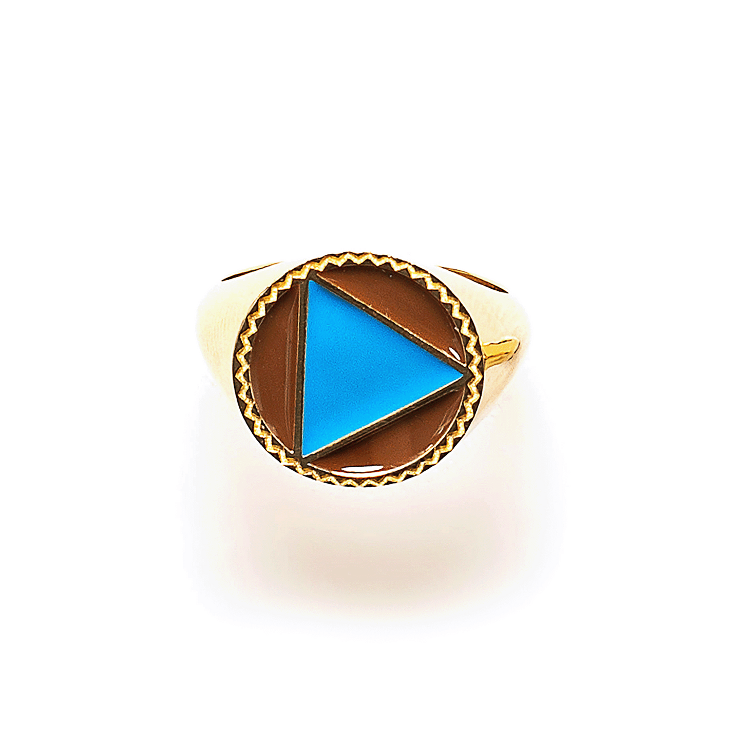 African Sky Blue Enamel Polygon Ring