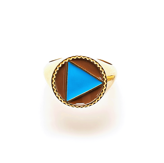 Afrikanischer himmelblauer Emaille-Polygonring 10mm